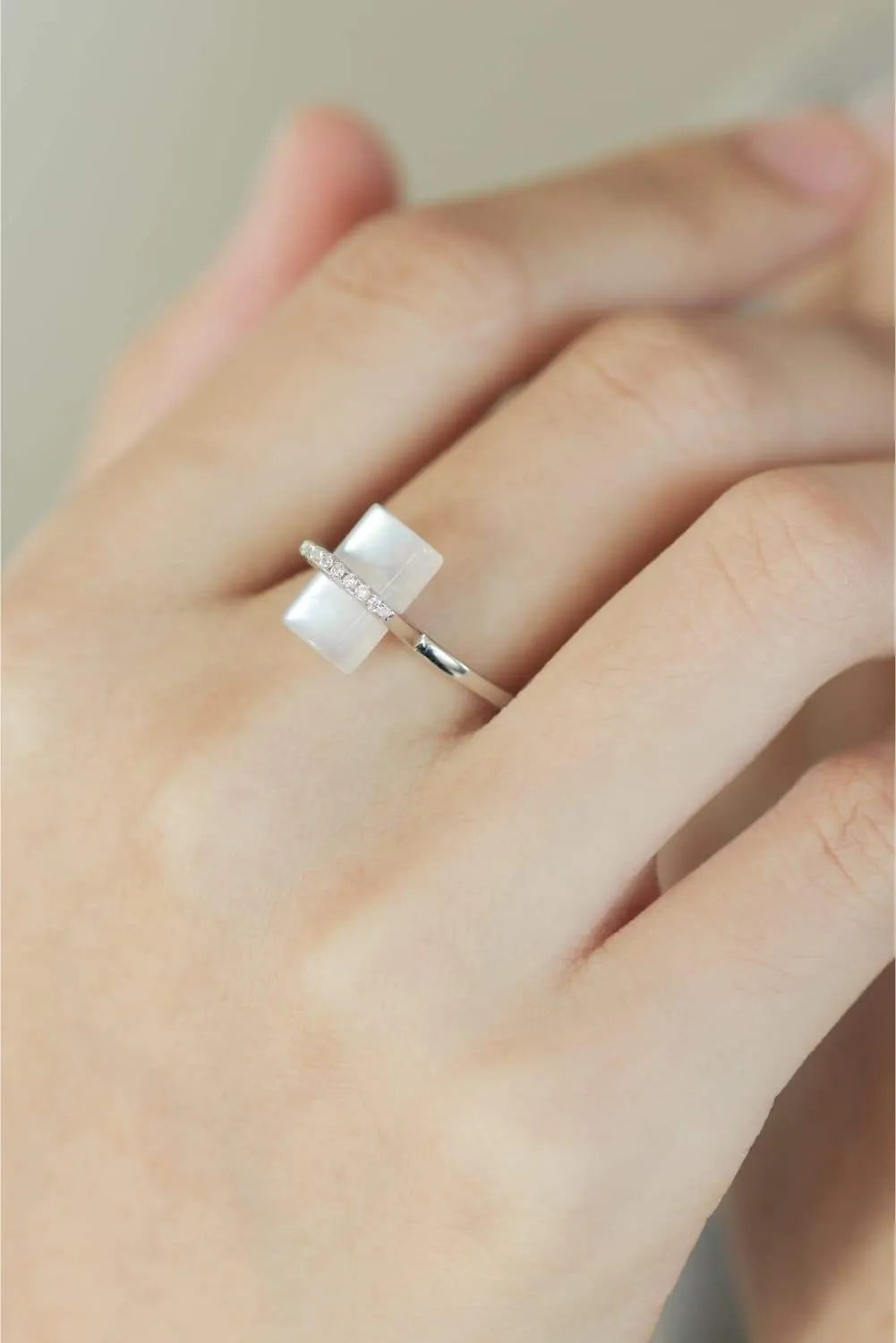 Natural Moonstone Platinum-Plated Ring Moonstone - Tophatter Daily Deals